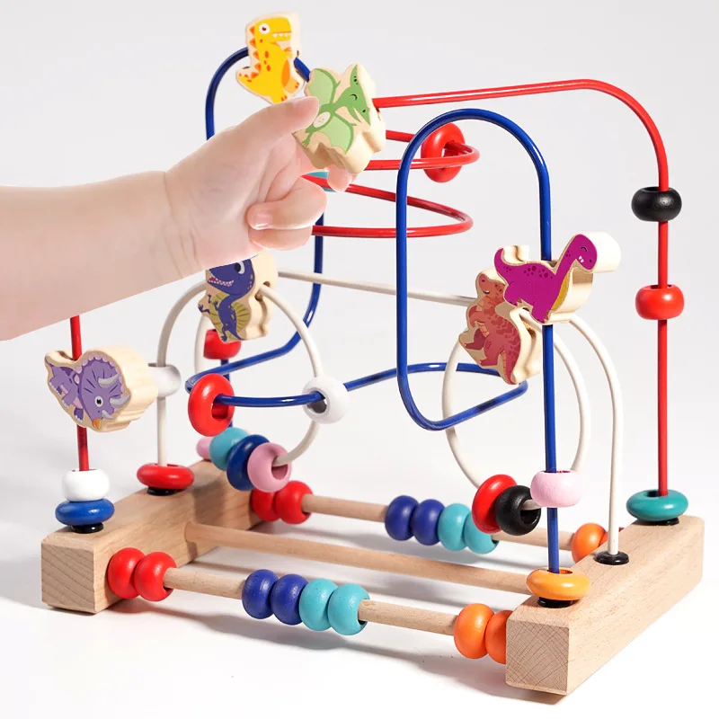 Früchte-Perlen-Spiel pädagogische Bausteine Spielzeug Baby Holzfrüchte Tiere Perlen-Labyrinth-Spiel für Kinder pädagogisches Sinnesspiel