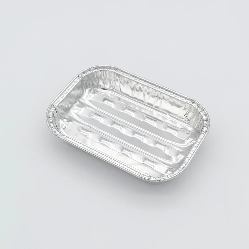 TIA CB24 Food Grade Rectangle Single Use Bbq Grill Pan Disposable  Perforated Aluminum Foil Trays
