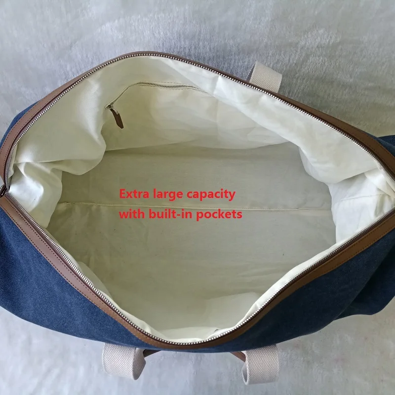 Designer Duffel Bag Custom Logo Cotton Canvas Travel Duffle Weekender