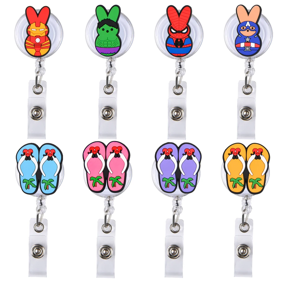 Custom Design Black Plain Sublimation Blank Medical Nurse Retractable Clip Key Holder Id Card Badge Reel Holder