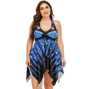 2022 Summer Halter Large Swimsuits Tankini Bikini Sets Women Plus Size Swimwear Beach Wear Two-Piece Bathing Suit