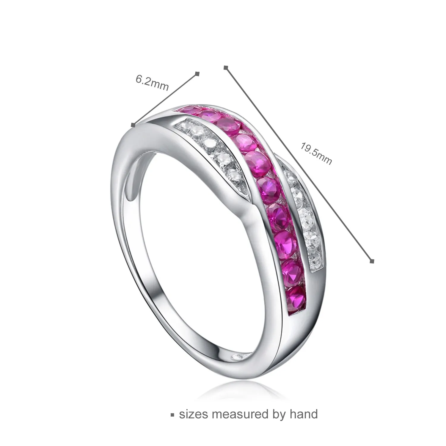 Newest Design Two Tone Ring Fashion Synthetifc Ruby and White Crystal Jewelry Infinity Sign Women En(图3)