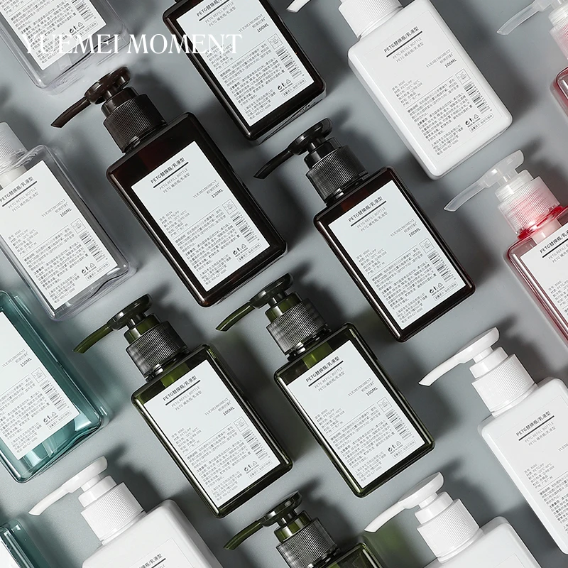 Eco Friendly Square Shampoo Plastic Bottle Shower Gel Packaging Shampoo