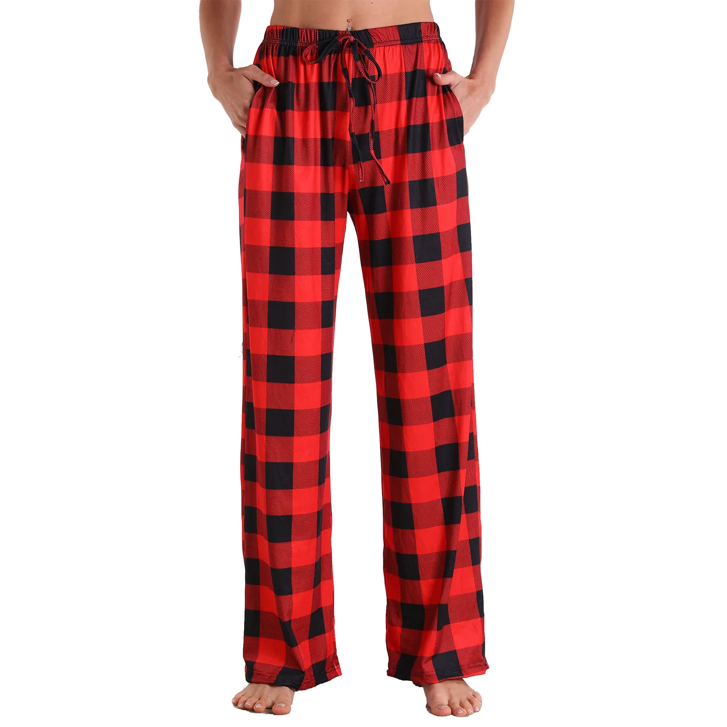 red black buffalo plaid pajama pants