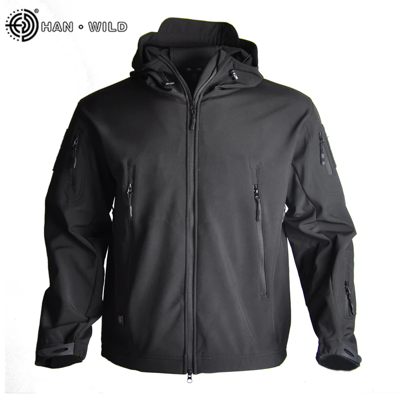HAN WILD Black Hooded Waterproof Jacket Camouflage With Best