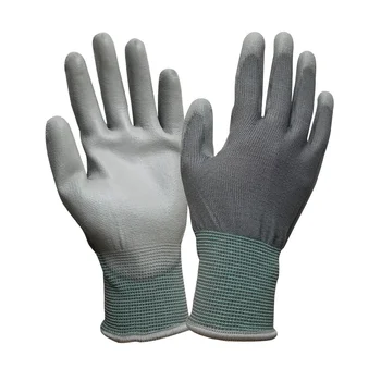 GP1001 Anti-slip Cheap 13 gauge Polyester Nylon Liner PU Polyurethane Coated Work Hand Gloves