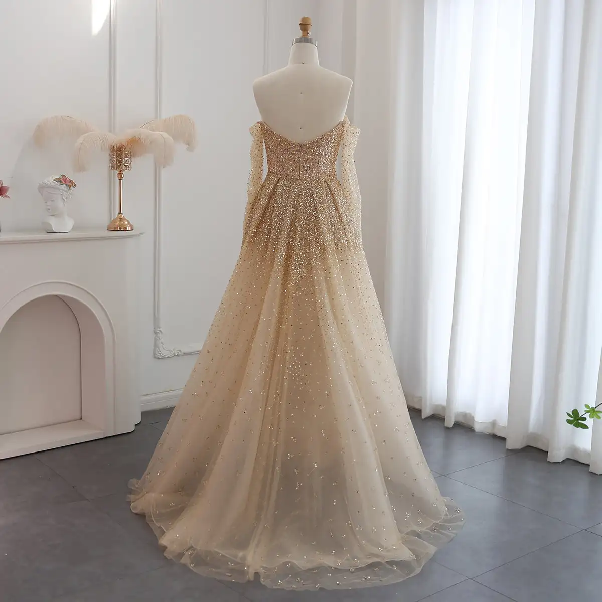 slim fit dress slacks Gold Sweetheart A-Line Lace Long Prom Dress With Split