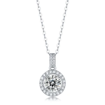 2 ct Grade D Moissanite Rhodium-Plated Pendant on S925 Sterling Silver  chain Necklace Fine Jewelry Charm