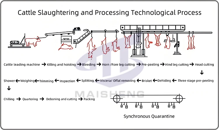 Maisheng Turnkey Project Cattle Slaughter Machine Cow Slaughter House Equipment Cattle Slaughter Production Line