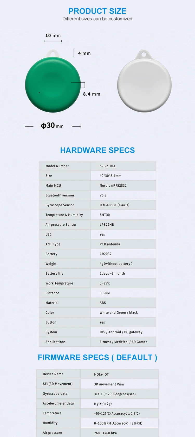 Holyiot Smart Bluetooth 6 Axis Accelerometer Gyroscope Motion Sensor