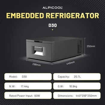 Alpicool D30 Mini Drawer Fridge 30L, 12V/24V Portable Refrigerator