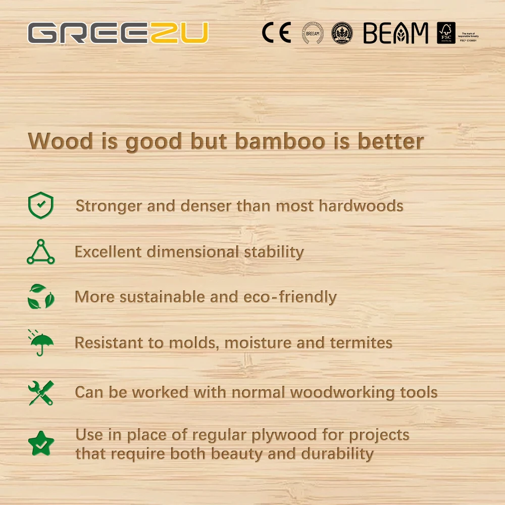 Custom Bamboo Plywood 4x8ft 3mm 4mm 6mm 8mm 9mm 12mm 15mm Bamboo Slabs 18mm 25mm 30mm Bamboo Plywood Laminated Particle Board