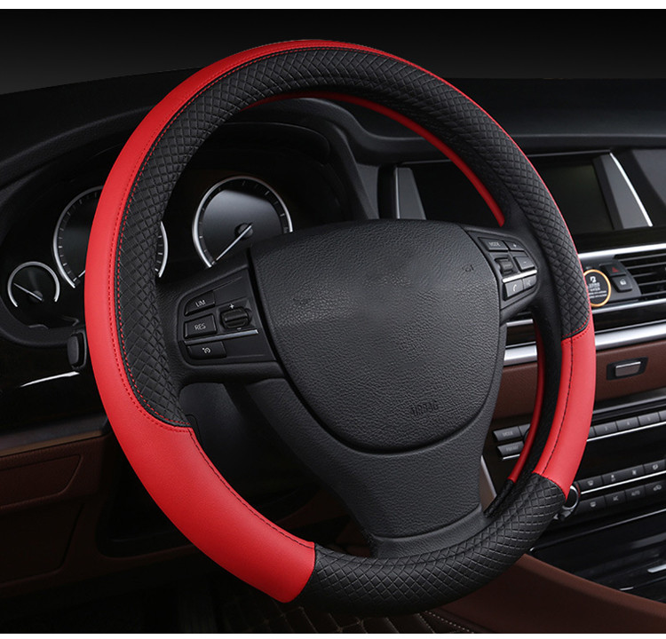 Car Steering Wheel Sport Splicing Diamond PU Leather Hand Wheel Cover Universal Steering Wheel Cover Interior Accessories