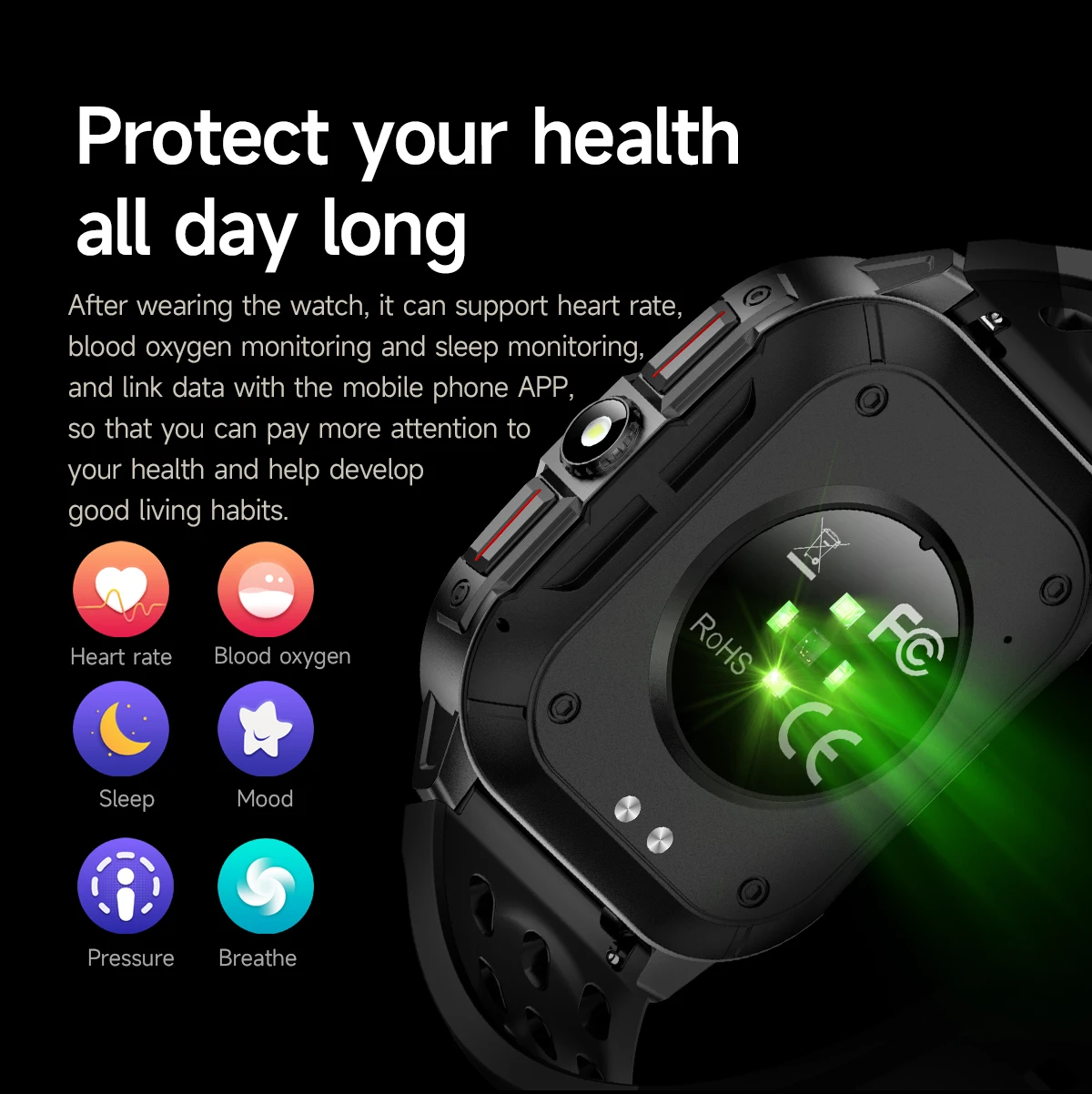Sanvnet Mk98 Flashlight Outdoor Smart Watch With 2.01 Inch Tft 3atm Heart Rate Bt Calling Fitness Tracker Smart Watch For Men - Buy Fitness Smart Watch square Shape Smart Watch sleep Monitoring Smart Watch tft Display Smart Watch silica Gel Band Smart Watch