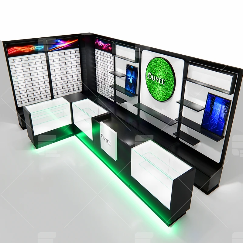 Stylish Smoking Shop Showcase Checkout Counter Tobacco Shop Led Wall Dispensary Furniture for Smoke Shop