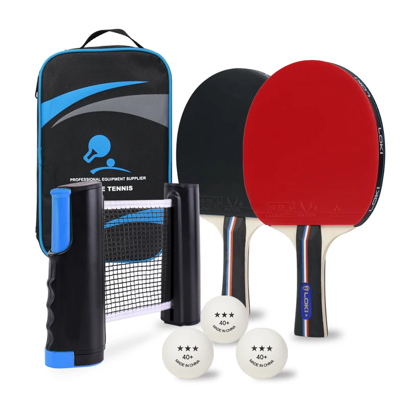 Loki Factory Supply Table Tennis Net and Paddle Set  Premium Ping Pong Set Portable Table Tennis Racket Set