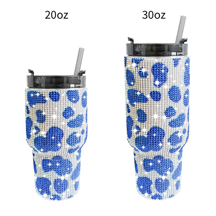 Gobelet Isotherme 30 Oz Avec Paille Et Couvercle étanche - Strass, Anse, Inox, Bling