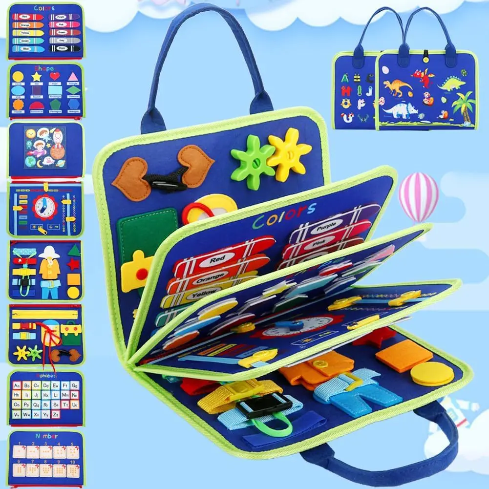 Hotsale Activity Board Montessori Kids Felt Busy Learning Basic Dress Skill Educational Travel Baby Sensory Toys