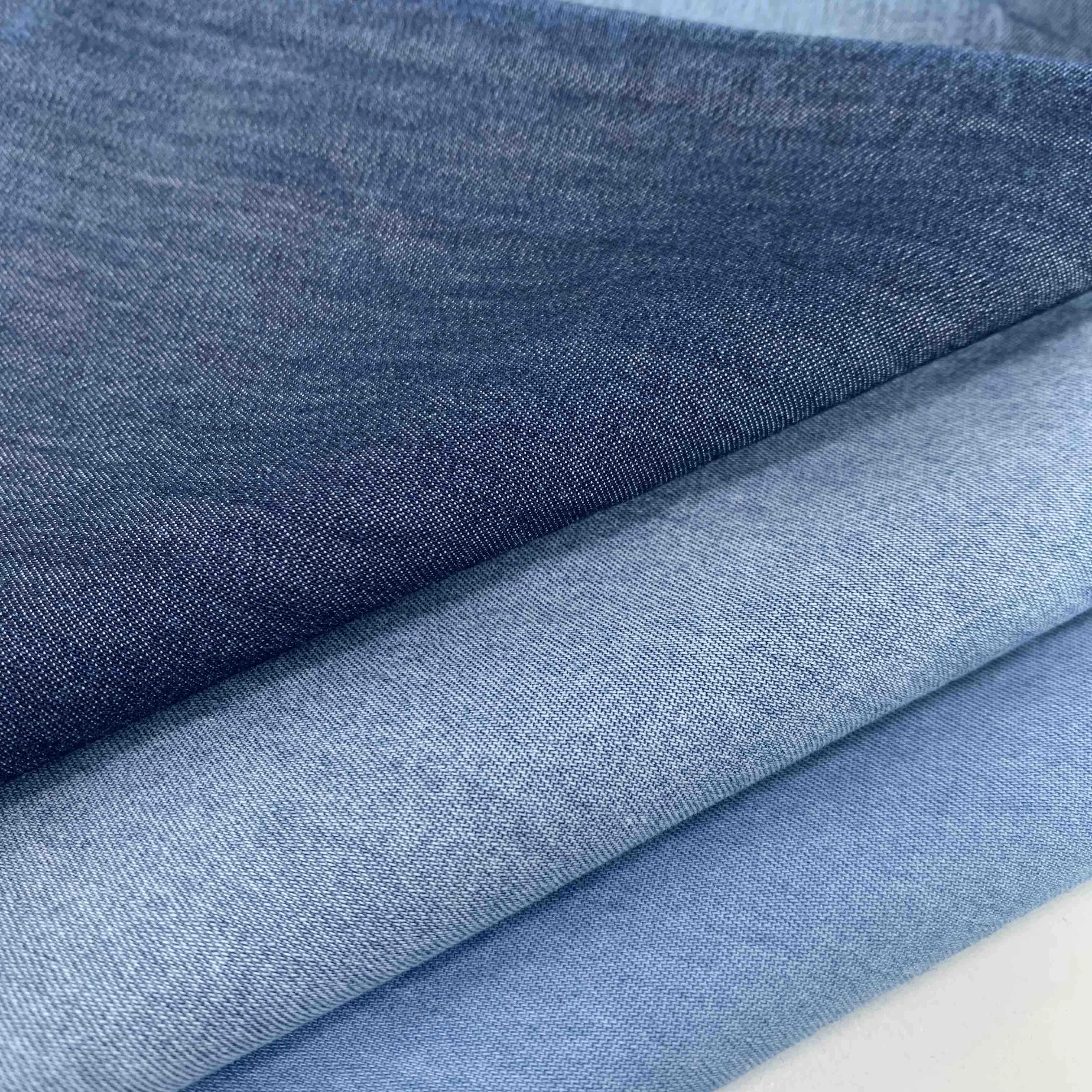 4.5oz Very Lightweight Woven Blue Nonstretch Cotton Tencel Thin Denim