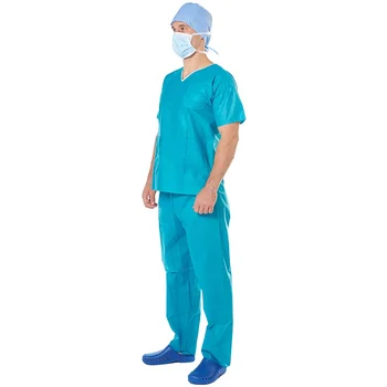 Disposable Scrub Suit Breathable SMS Non Woven Examine Suits Doctors Working Uniform Suits Factory Directly