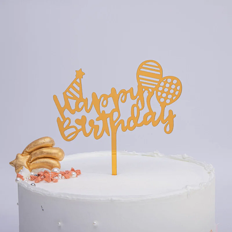 acrylic happy birthday cake topper for