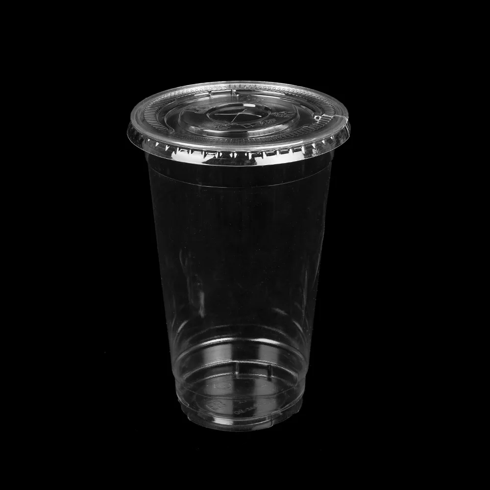 Logo Custom Printed Party Bar Use Clear Transparent PLA PET Plastic Cup With Lid for Wine Bottles Drinks Bubble Tea Juice