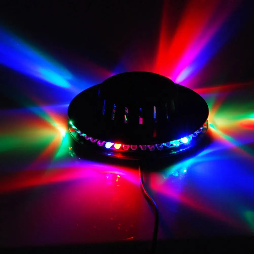 Mini Rotating ufo Light with Voice Activated 48 Beads LED Sunflower Effects Stage Disco Light