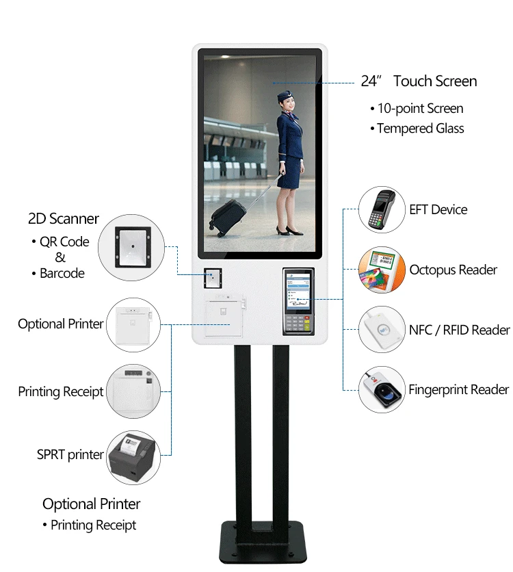 Floor Standing Self-service Kiosk Checkout Payment Touch Screen Kiosk ...