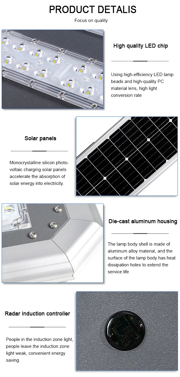 Energy Saving IP65 Waterproof Integrated All in One Solar Streetlight Outdoor 60W 100W 150W 200W 250W Solar Led Street light