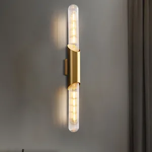 All Copper Light Luxury Living Room Wall Lamp Premium Glass Design