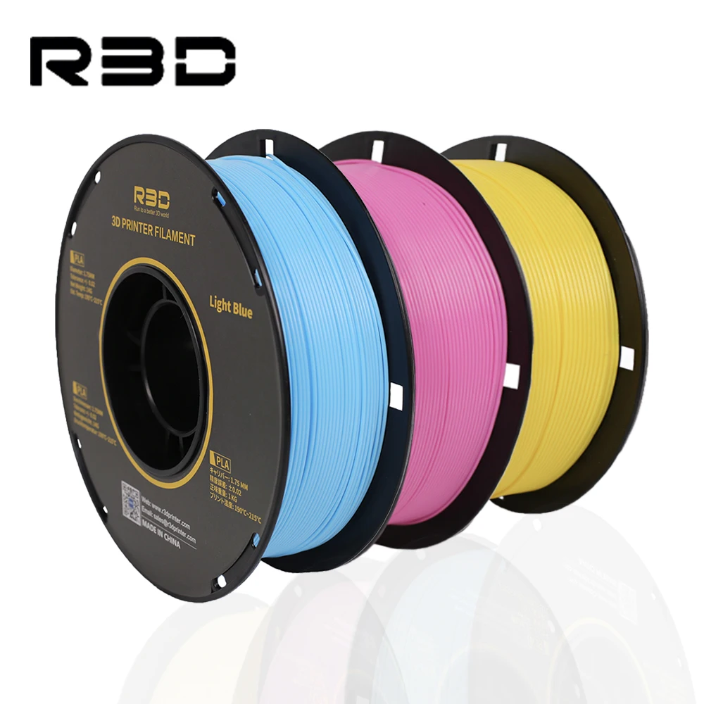R3D PLA Filament Recycled Material 1kg 1.75mm Smooth Black Plastic for 3D Printer
