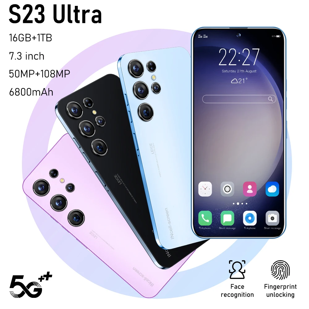 Intelligent Detection Import Mobile Phones From China Chinese Very Small Size Smart Mobile Phone for S23 Ultra 16Gb+1Tb