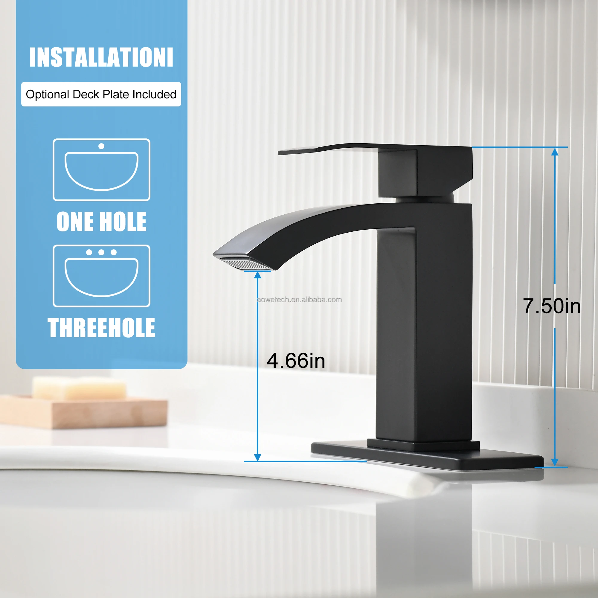 Modern Blackened Brass Single-Hole Deck-Mounted Basin Faucet with Ceramic Valve Core Single Handle Metered Flow 3.5L/min