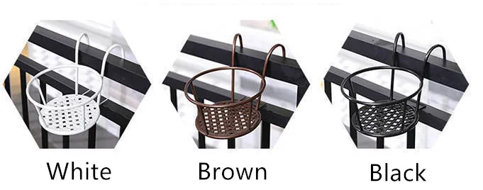 3 Counts Over the Rail Fence Window Hanging Metal Iron Flower Planter Pot Basket Stand Holder