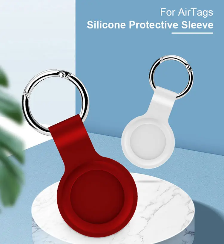 product smart anti lost airtag cover flexible soft silicone key ring for pets keys and backpack waterproof accessory for apple airtag-2