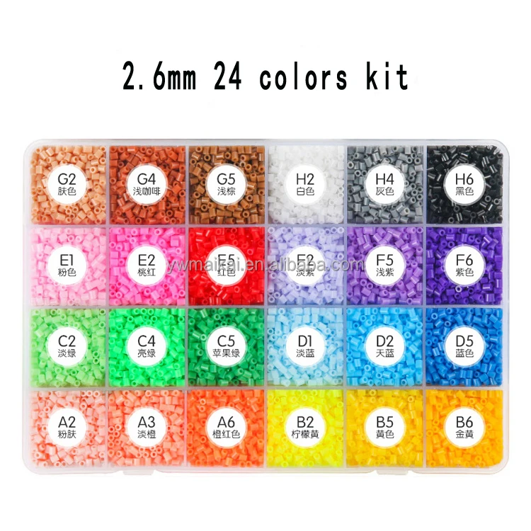 Box Set 2.6mm Mini Beads H-series 24 Colors high-quality/perler Beads/hama  Beads/fuse Beads 
