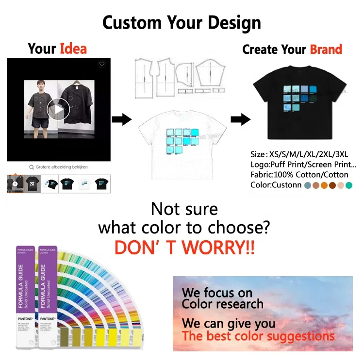 Custom Cut and Sew T-shirt Heavy Cotton Crew Neck Shirts Tee Oversized Applique Patch Embroidery Boxy Cropped T Shirts for Men gallery 5