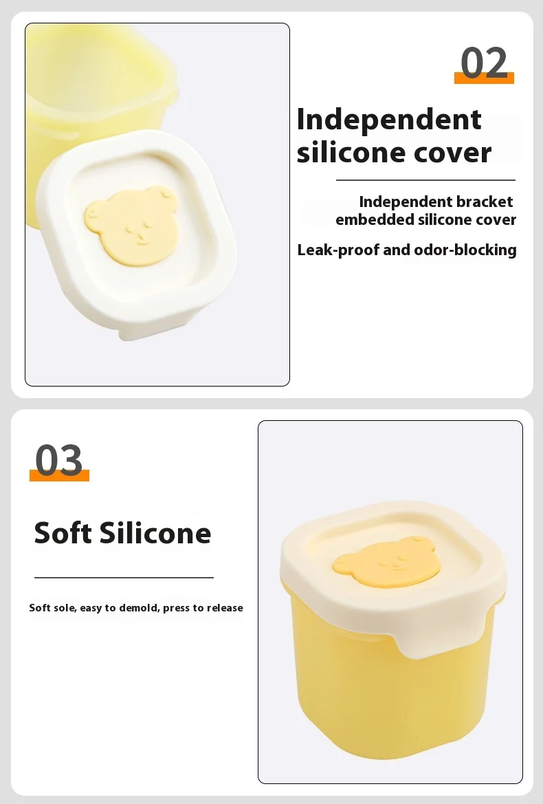 Mini Silicone Baby Food Box with Plastic Lid for Kitchen Storage Ice Tray and Children's Sealed Food Packaging supplier