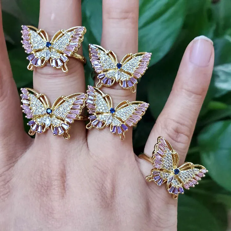 RM1117 Dainty CZ Micro Pave Butterfly Rings for Women