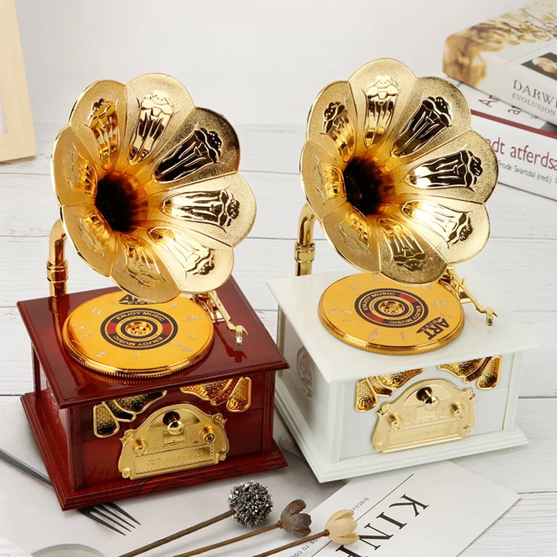 2024 Wood Retro Nostalgic Phonograph Music Box - Angel Box Girl