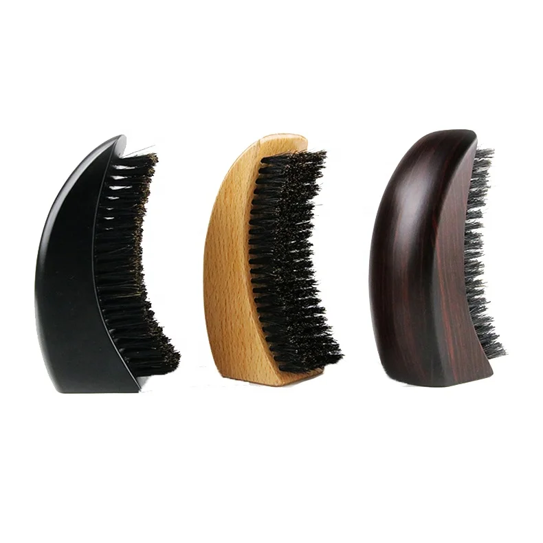 High quality 360 degree curve wave 100% bristle brush custom logo men's beard brush hair brush