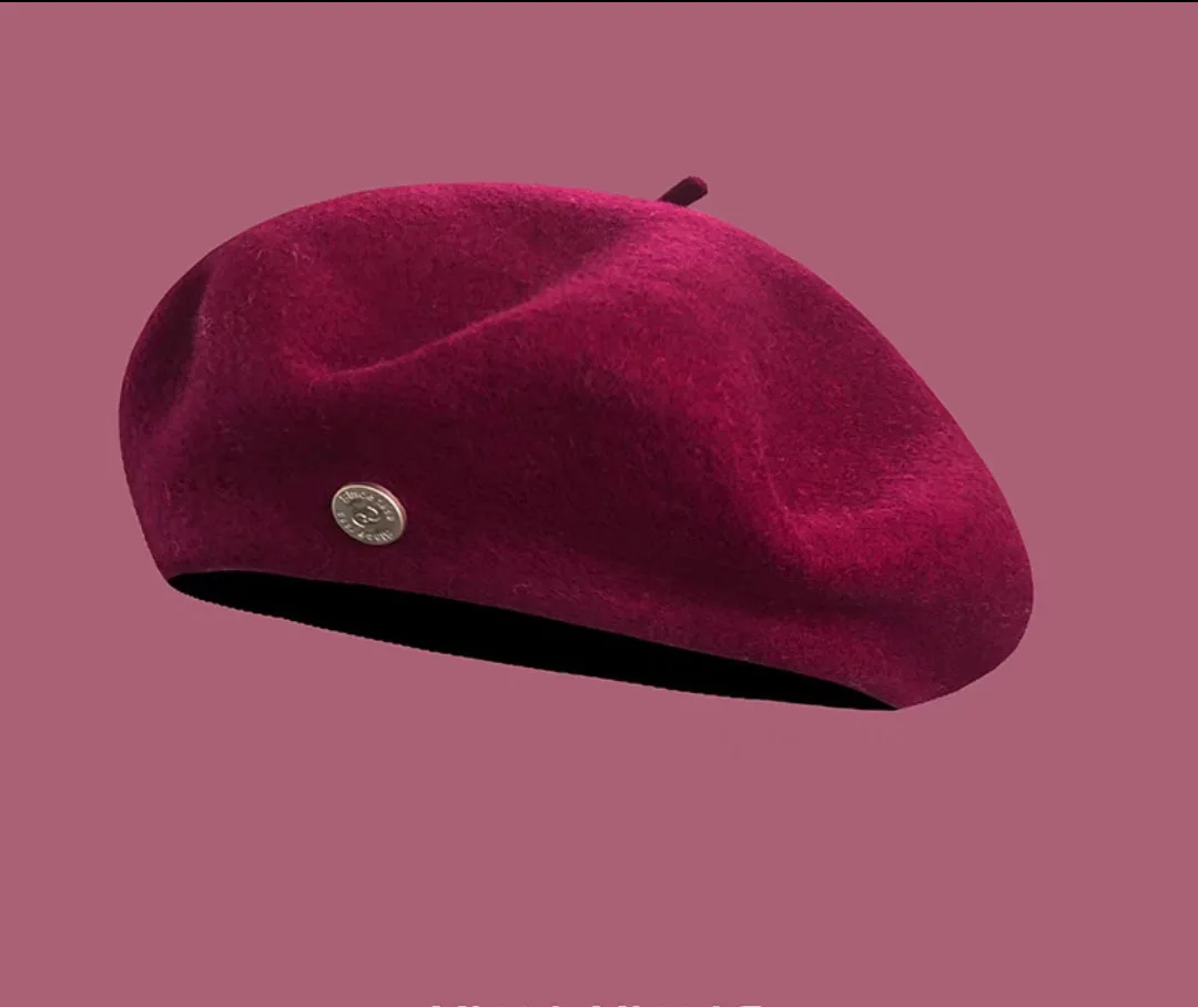 Silk Lining Pumpkin Beret - French Style Solid Color Hat display picture 2