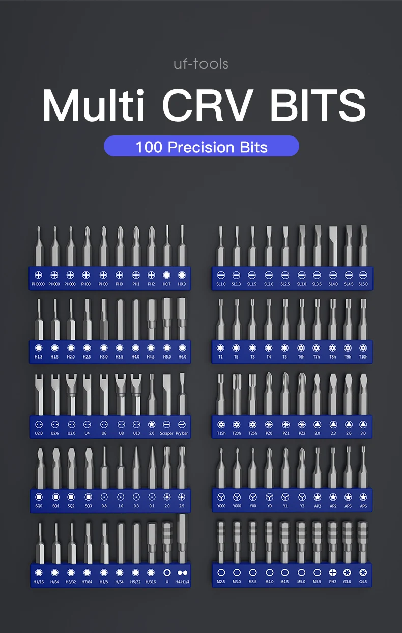 Hot Sale 120 In 1 Precision Electric Screwdriver Set With 100 Pcs Crv