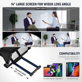 NEEWER Teleprompter X14 III With RT113 Remote/App Control 45degree Tilt 14" Beamsplitter All Metal Frame Upgraded Camera Mount product image