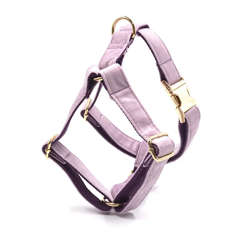 Wholesale Dog Collar Leash High Quality Light Purple Velvet Pretty