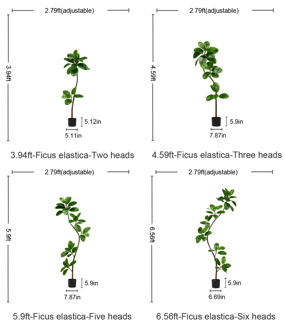 Best-Selling 2m Large Green Artificial Banyan Trees Piano Leaves Indoor Living Room Decor Silk Faux Grass for Office Decoration details