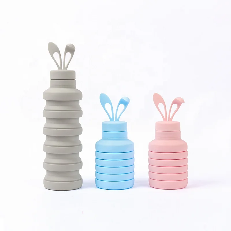 Милые многоразовые складные силиконовые складные бутылки для питьевой воды для девочек