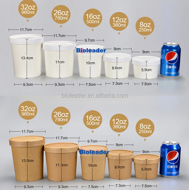 Disposable Custom Printed Made Soup Bowl Packaging Takeaway Biodegradable Cup Bowl