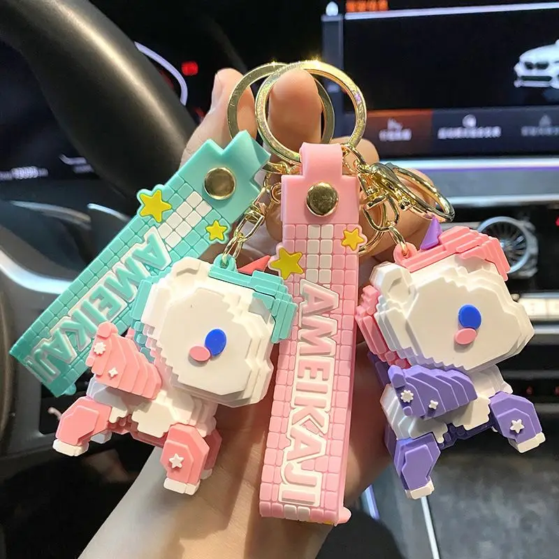 Bulk-buy Custom Cute Cartoon 3D Keychain with Wrist Strap Car