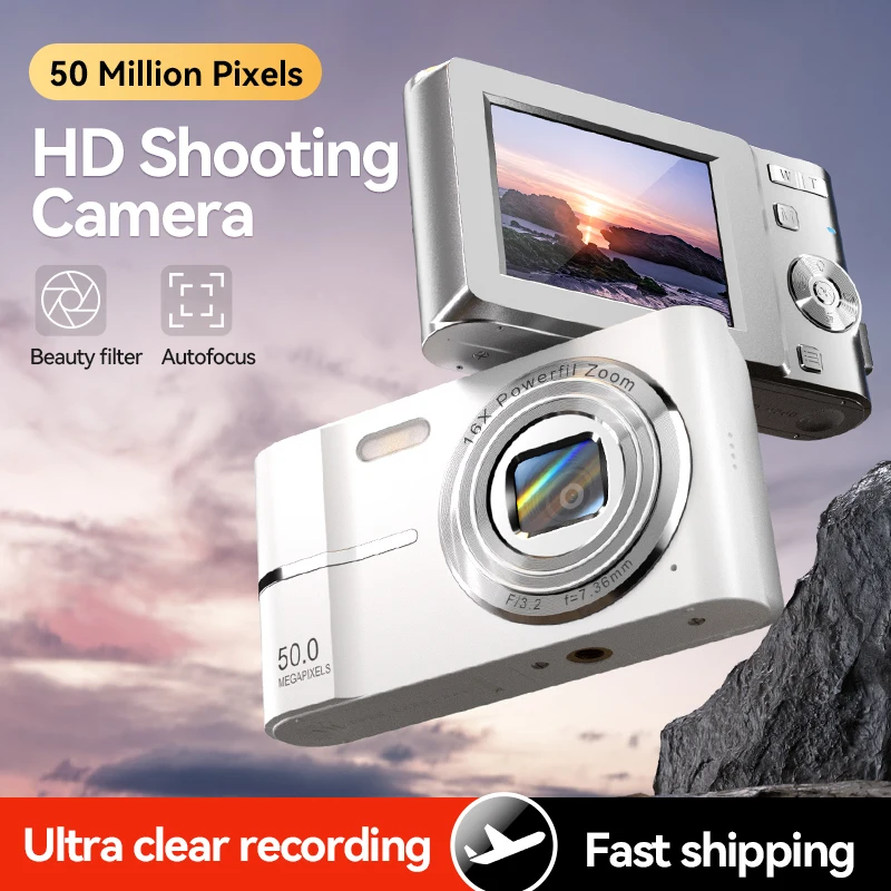 1080P Digital Camera for Kids 50MP, 16X Zoom, Anti-shake - Main Image